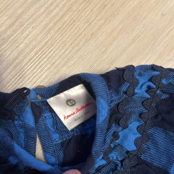 Hanna Andersson Girls Size 85 2T Blue Plaid Checked Dress RicRac Accent - Picture 3 of 4